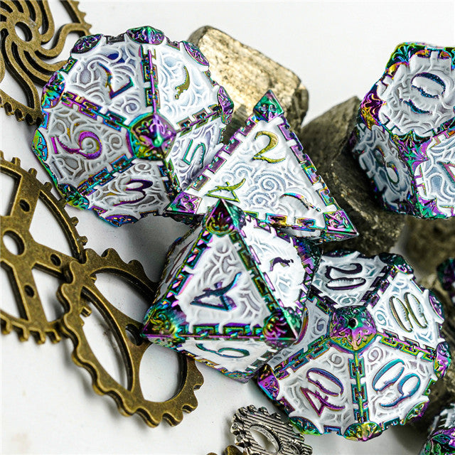 White Rainbow Metal Dice（Dagger of Venom）7-Dice Udixi RPG