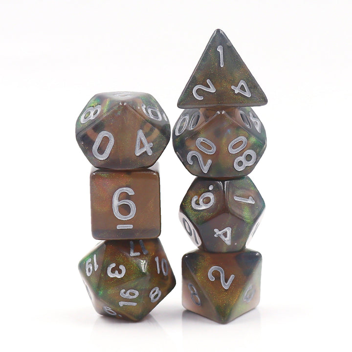 Night Wish: Smoke Grey Glitter Iridescent Effect 7-Dice Set
