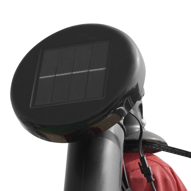 LeisureMod Willry Modern Outdoor 10 Ft Offset Cantilever Hanging Patio Umbrella with Solar Powered LED Red Solar Device.