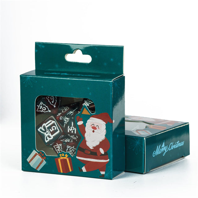 Green/Red Christmas Dice w/White Presents Trees Snowman Holiday Festive
