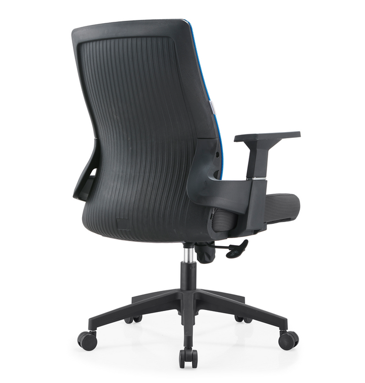 LeisureMod Office Brio Series Office Task Chair in Blue Back View.