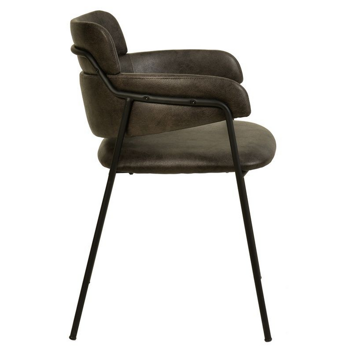 LeisureMod Axis Collection Modern Dining Chair in Charcoal Side View.