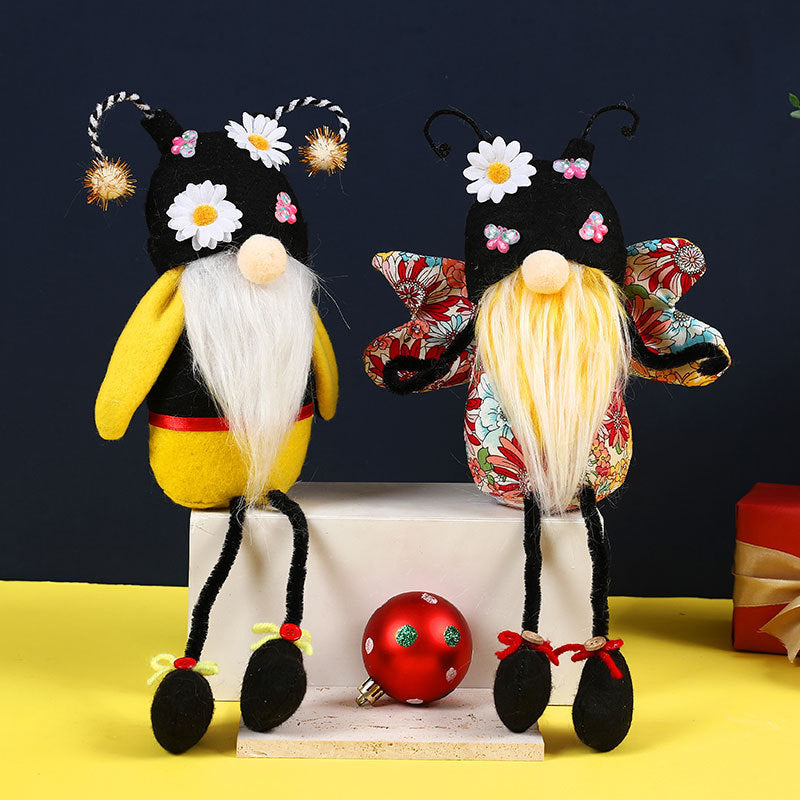 Bee Themed Faceless Doll Decorative Plush Toy with Long Legs