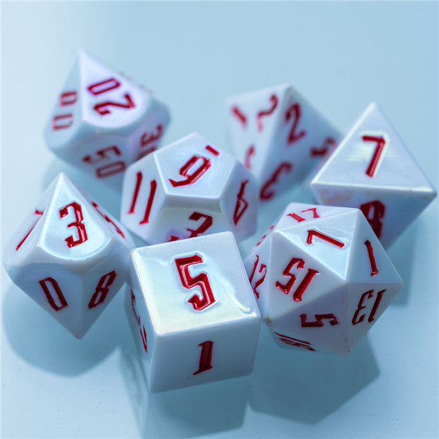 Peppermint White Colorful DND Dice (White&Red) 7-Dice