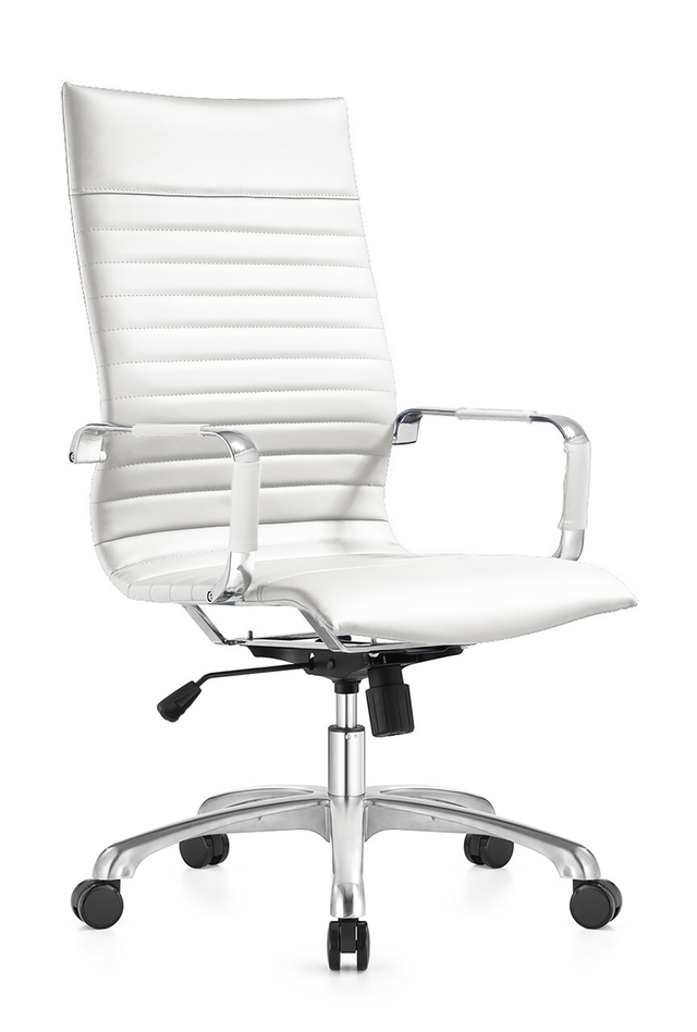LeisureMod Harris High-Back Office Chair with Swivel White