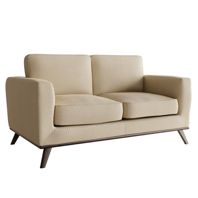 LeisureMod Chester Modern Faux Leather Loveseat in Beige Mesh
