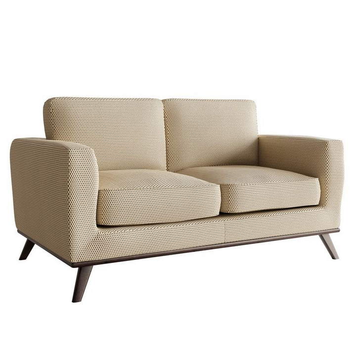 LeisureMod Chester Modern Faux Leather Loveseat in Beige Mesh