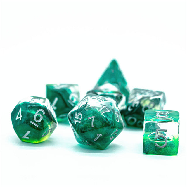 Green Demon Eye Dragon Eye Dice 7-Dice Set Resin Dungeons and Dragons Dice