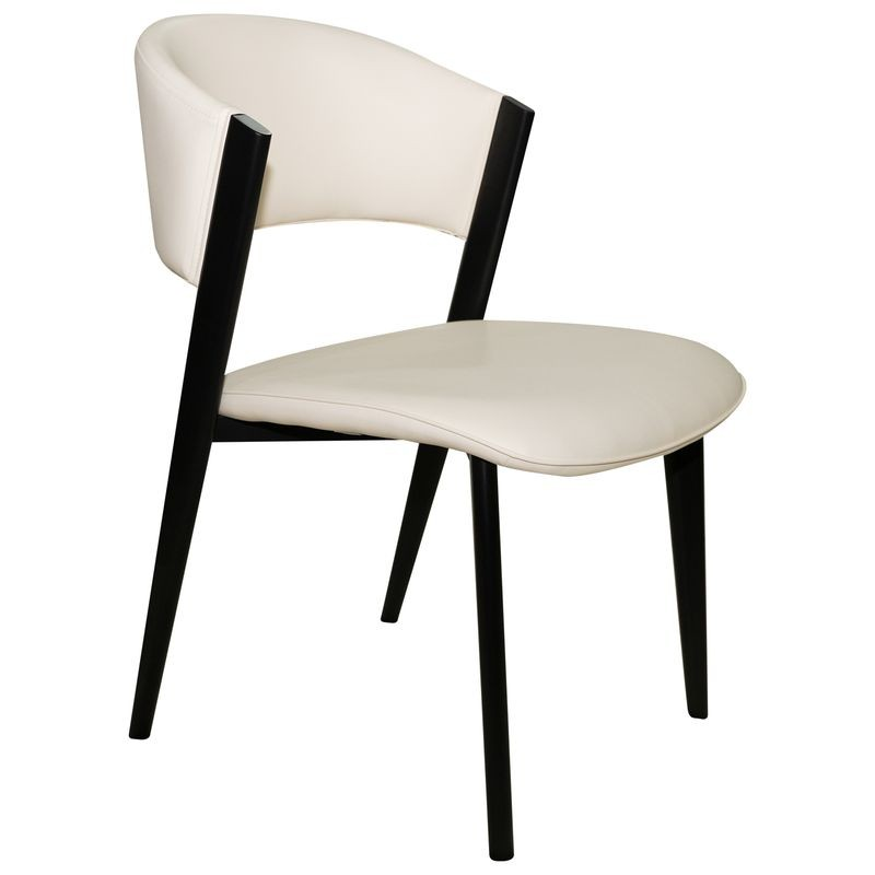 LeisureMod Aspen Collection Modern Dining Chair Black Frame in White