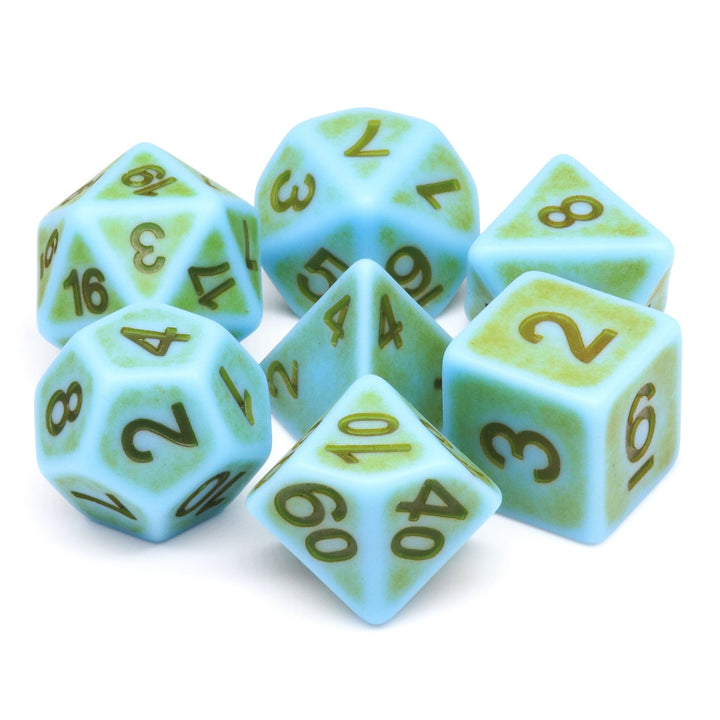 Mini-Moss Ancient 7-Dice Set Role Playing Dungeons and Dragons Dice (Green / Seafoam)