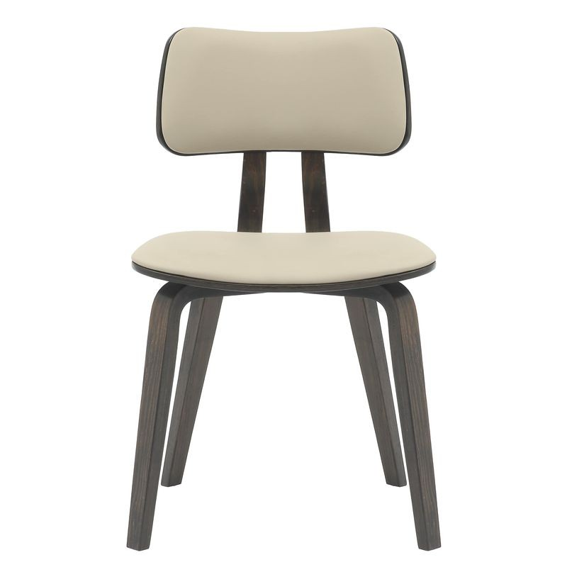 Modern Wooden Dining Chair with Dark Walnut Color Frame in Taupe in the Clivo Collection Front View.