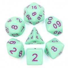 Mint Rose 7-Dice Set (Mint/Purple)