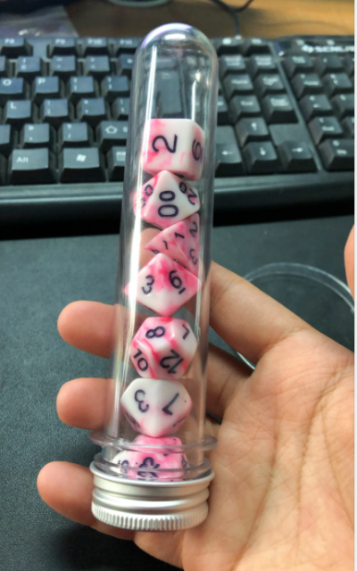 Plastic Dice Tube Vial // Can Hold 7-Dice Set // Test Tube