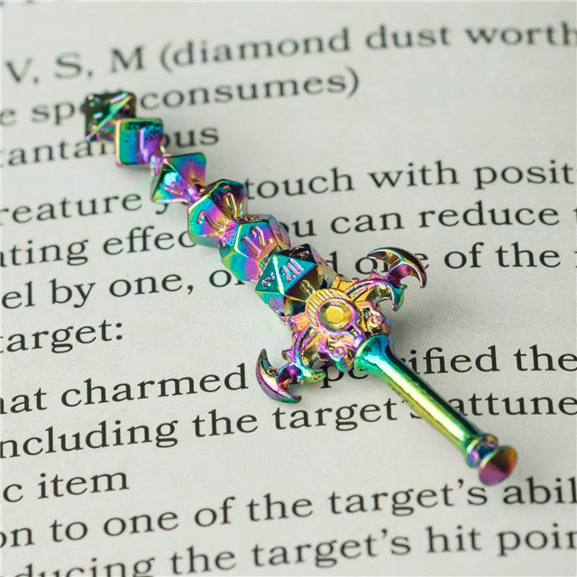 Dice Sword Rainbow 46mm x 9mm Trinket Novelty