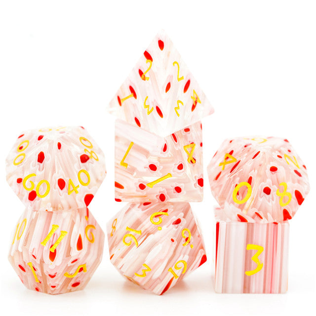 Flower Glass DND Dice Red Limited Edition in Wood Box