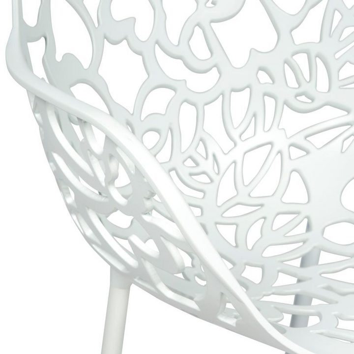 LeisureMod Modern Devon Aluminum Armchair White Closeup.