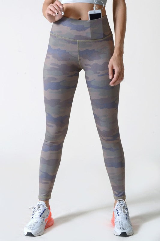 Active High Rise Camouflage Leggings with Pocket