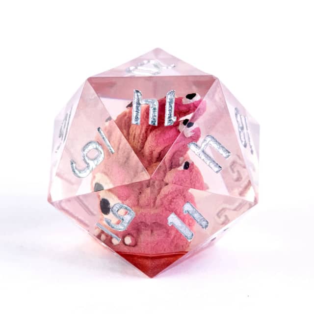 Red Beholder 22mm D20 DND Roll a D20 Dice Handmade Sharp Resin