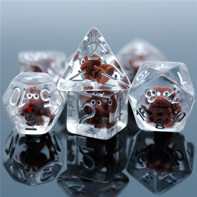 Teddy Dog Dice 7-Dice Set Resin Dungeons and Dragons Dice
