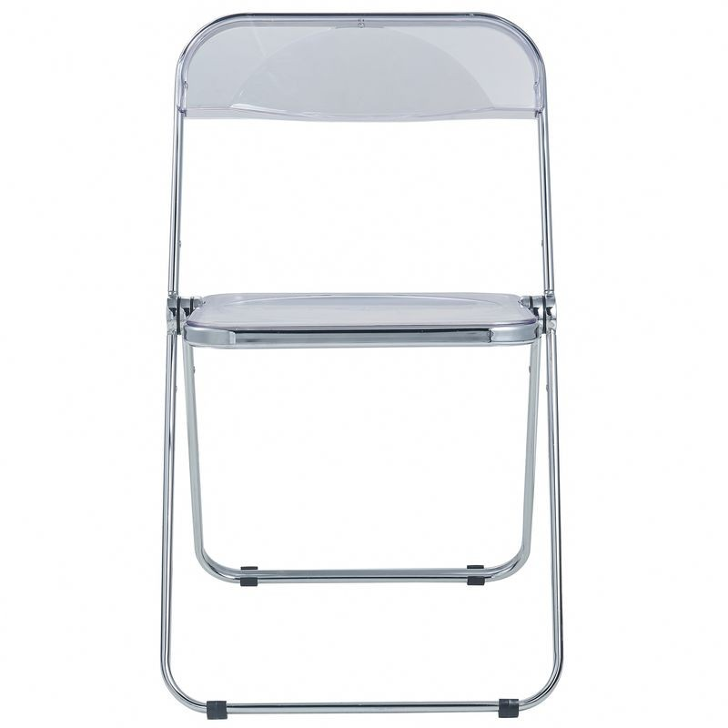 LeisureMod Lawrence Acrylic Folding Chair with Metal Frame Front View.