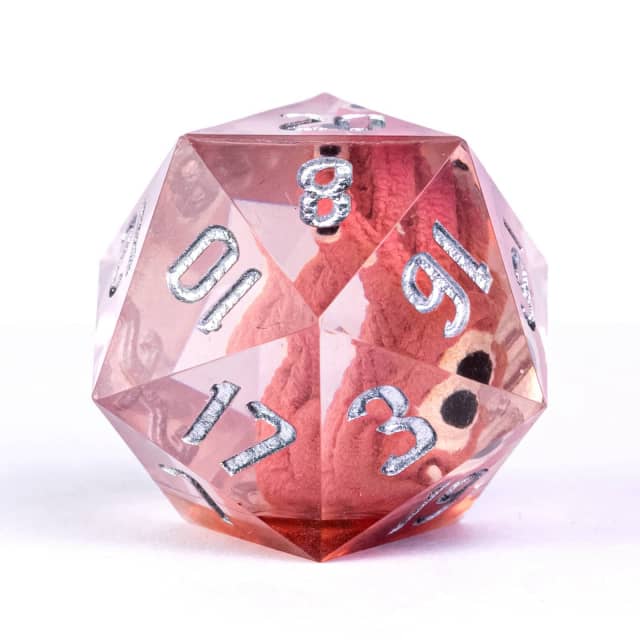 Red Beholder 22mm D20 DND Roll a D20 Dice Handmade Sharp Resin