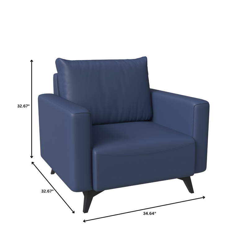 LeisureMod Inno Collection Single Seater Sofa in Dark Blue Dimensions.