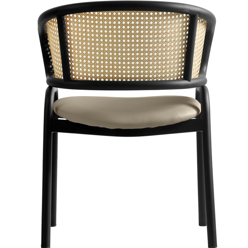 Ervilla Dining Chair Taupe Leather Image.