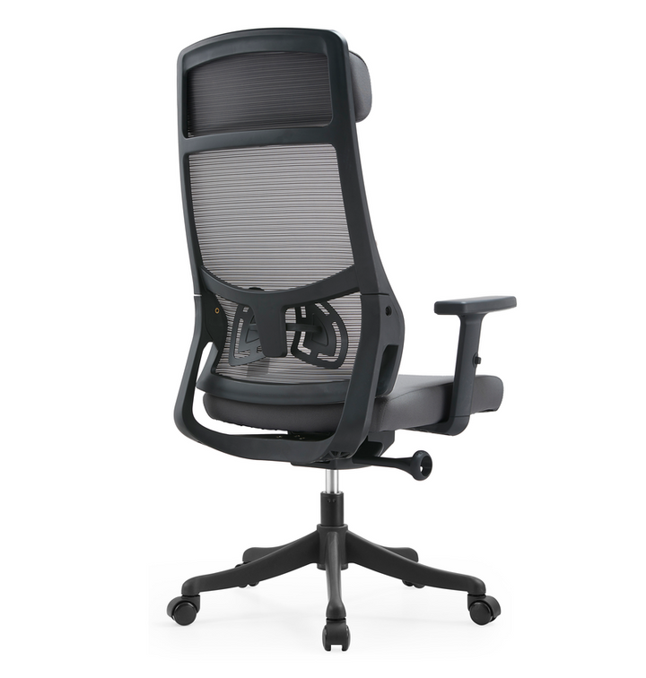 LeisureMod Office Dale Series Office Task Chair in Grey Back View.