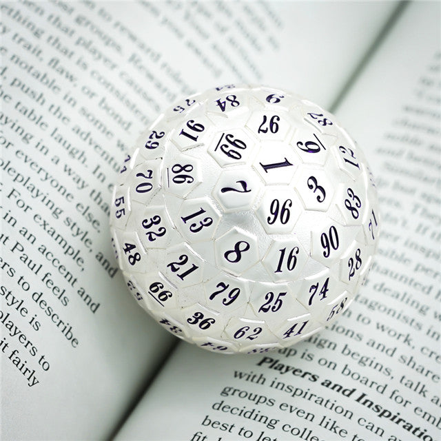 Silver Metal d100 w/ Purple Numbers Dungeons and Dragons RPG