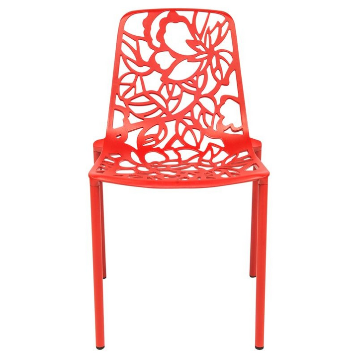 LeisureMod Modern Devon Aluminum Chair Red Front View.