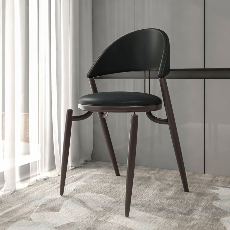 LeisureMod Venice Collection Modern Dining Chair In Black with Background.