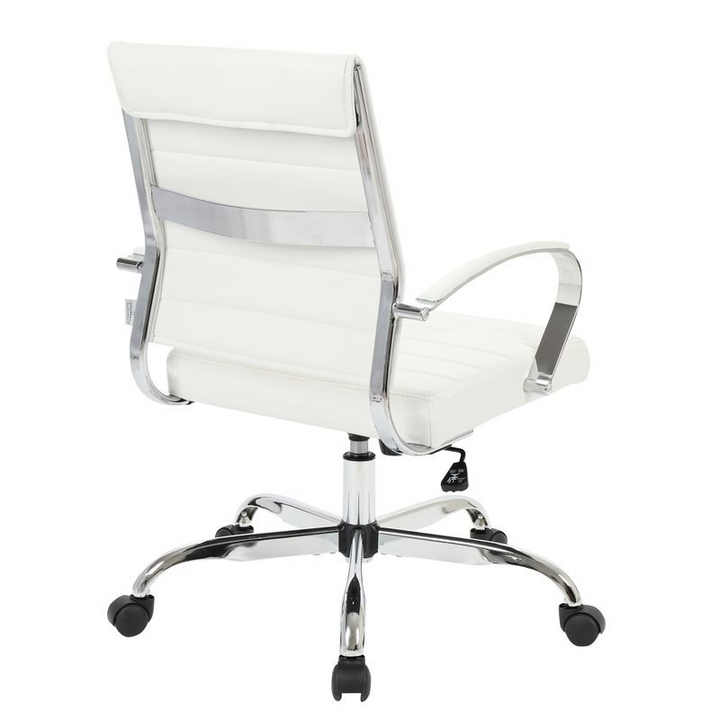 LeisureMod Benmar Leather Office Chair White Back View.