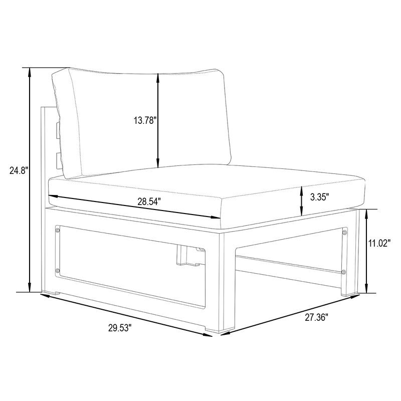 LeisureMod Chelsea 4-Piece Middle Patio Chairs Black Aluminum with Cushions Black Dimensions.