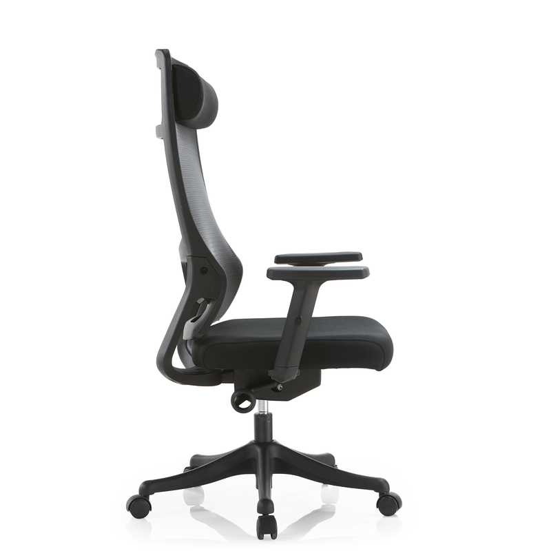 LeisureMod Office Dale Series Office Task Chair in Black Side View.