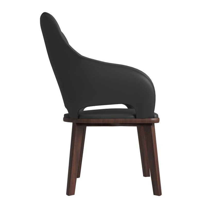 LeisureMod Vivara Collection Modern Dining Chair in Dark Grey Side View.