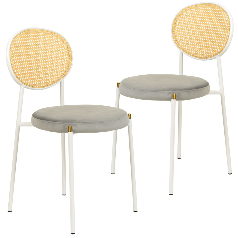 LeisureMod Euston Collection Modern Dining Chair White Frame in Grey Set of 2