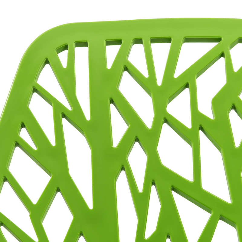 LeisureMod Modern Asbury Dining Chair w/ Chromed Legs Green Closeup.