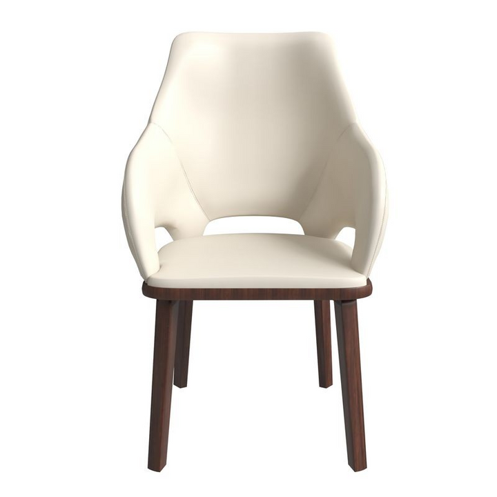 LeisureMod Vivara Collection Modern Dining Chair in Light Toupe Front View.