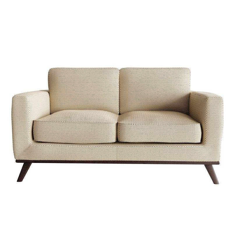 LeisureMod Chester Modern Faux Leather Loveseat in Beige Mesh Image.