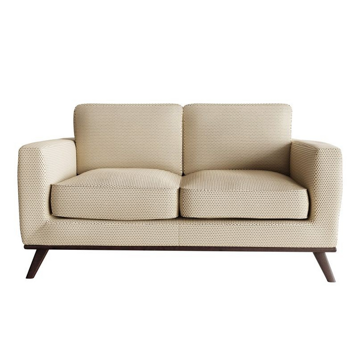 LeisureMod Chester Modern Faux Leather Loveseat in Beige Mesh Image.