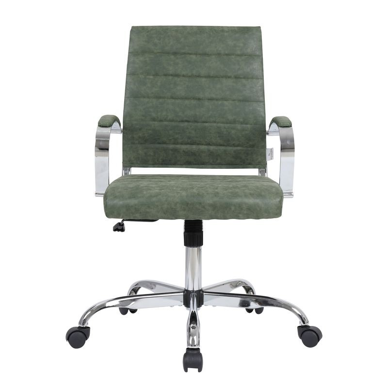 LeisureMod Benmar Leather Office Chair Green Front View.