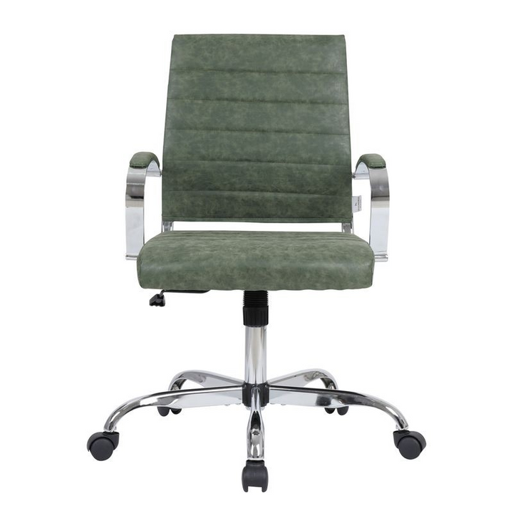 LeisureMod Benmar Leather Office Chair Green Front View.