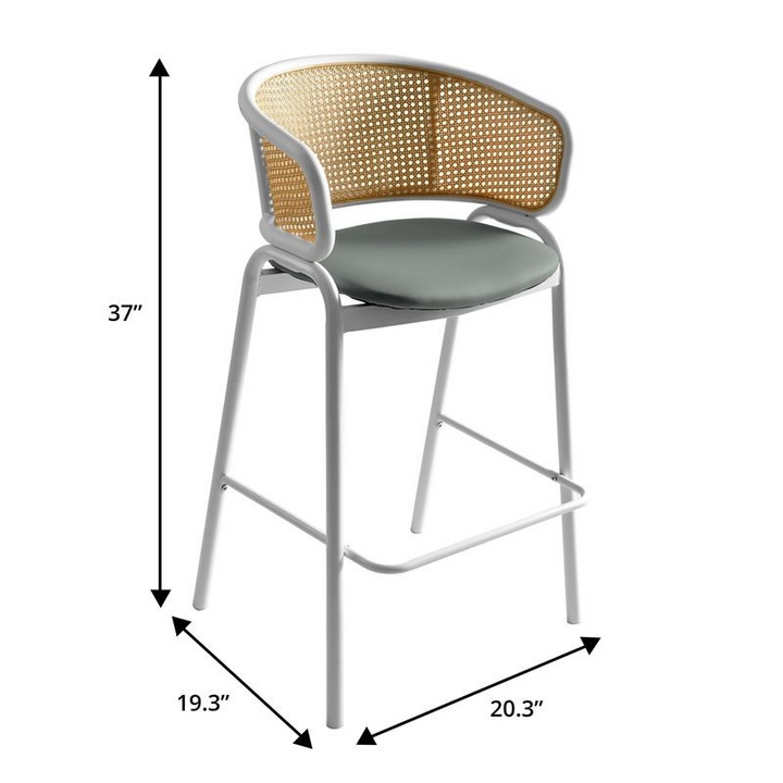 Bar stool with dimensions labeled on a white background.
