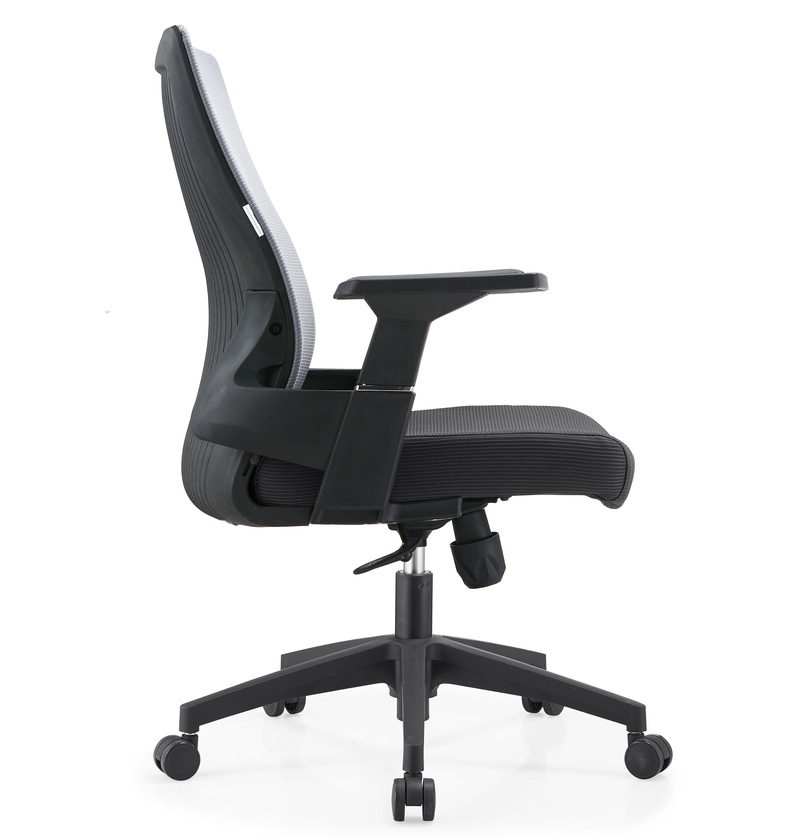 LeisureMod Office Brio Series Office Task Chair in White Side View.