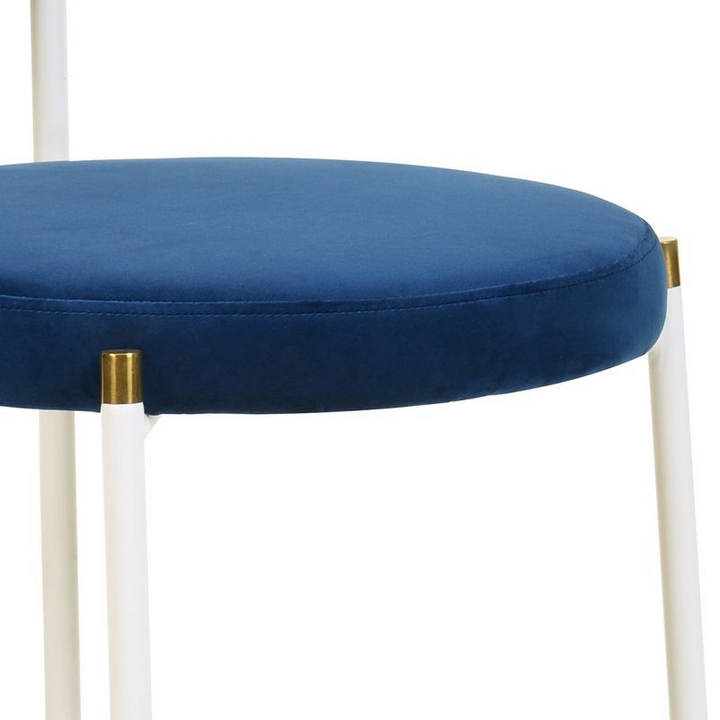 LeisureMod Euston Collection Modern Dining Chair White Frame in Navy Blue Set of 2 Closeup.