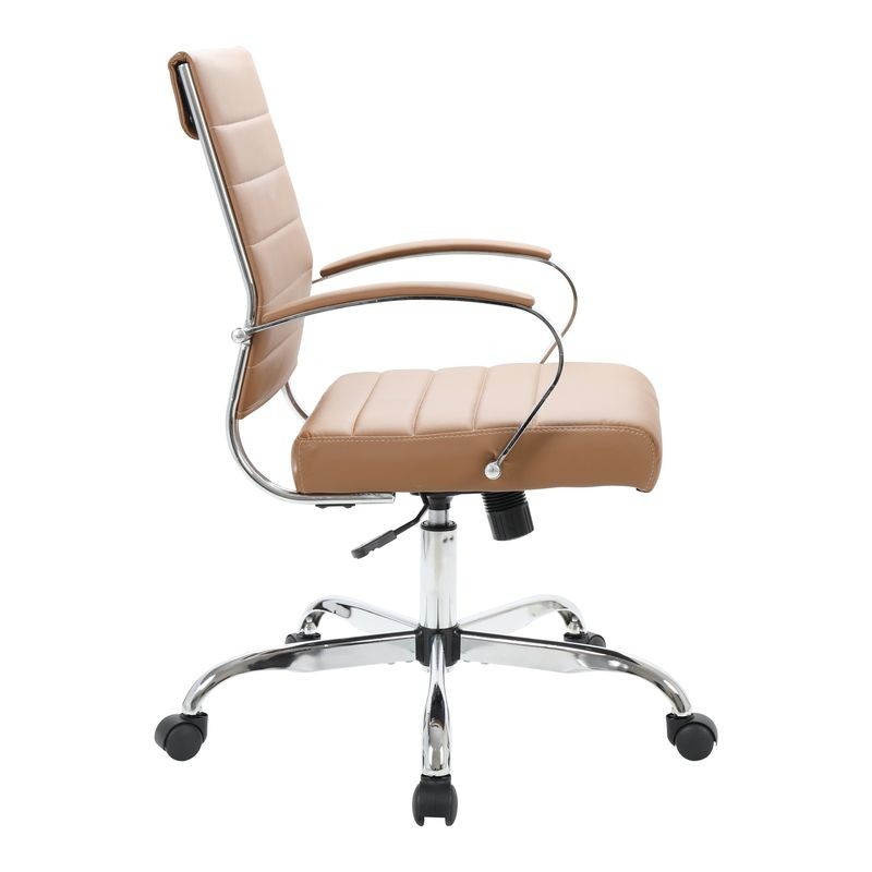 LeisureMod Benmar Leather Office Chair Brown Side Chair.