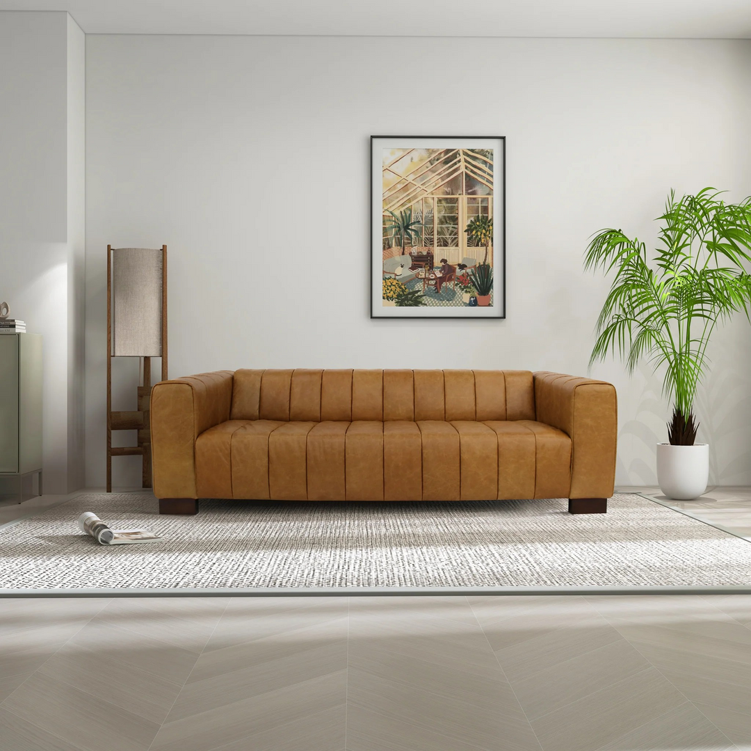 Dixon Waxy Tan Leather Sofa Photo.