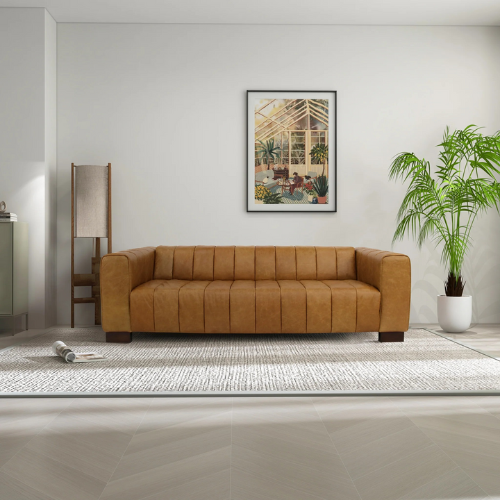 Dixon Waxy Tan Leather Sofa Photo.