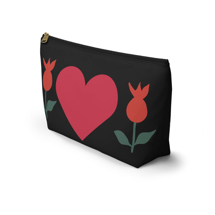 Heart and Flowers Accessory Pouch w T-bottom