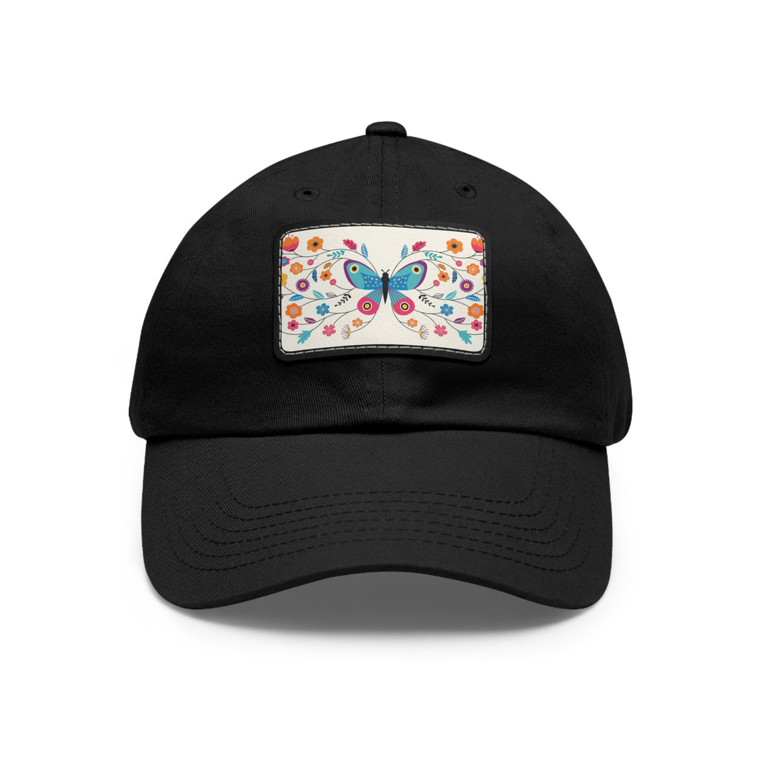 Butterfly Art Dad Hat with Leather Patch (Rectangle)